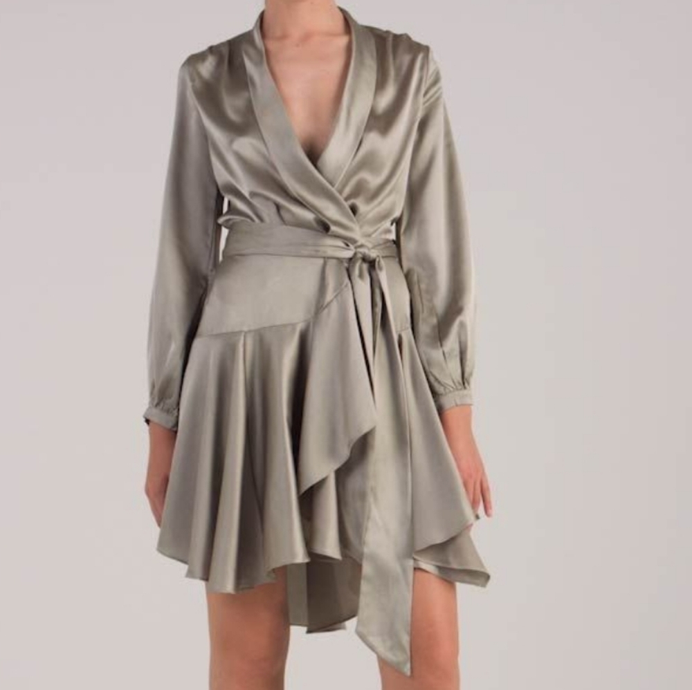 Asos club L wrap front midi dress satin